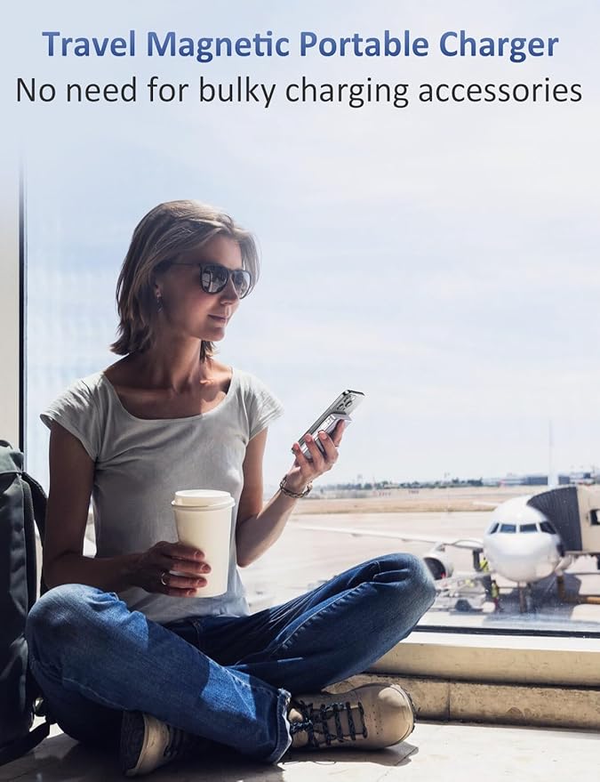 Aobbow Magnetic Portable Charger, 10000mAh Power Bank, 5 in 1 Portable Charger with Built in Cable, 20W Fast Charging for Magsafe Battery Pack Compatible with iPhone 17/16/15/14/13 Pro/Pro Max Series
