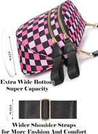 Black and White Checkered Crossbody Bag Bum Bag for Women,Spacious Checkered Purse Fanny Packs Belt Bag