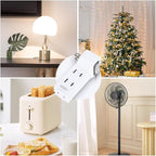 SYCON 4 Outlet Wall Adapter with A Power Switch and Night Light, 2-Prong Extender Adapter Plug with 4 Electrical Outlets for Travel Home Hotel Office-White, 2 Pack