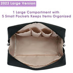 Narwey Travel Cosmetic Bag Organizer Toiletry Bag Make Up Bags with Compartments for Women Girls (Large, Black)