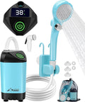 WADEO Portable Shower for Camping, Outdoor Electric Shower Rechargeable Pump with Intelligent Digital Display, Camping Shower Head Nozzle for Camping, Hiking, Traveling, Washing
