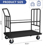 Luggage Cart,Heavy-Duty Steel Luggage Trolley with Wheels,850LB Load Hand Truck,Reinforced Frame for Hotel Bellman,Airport & Hospitality Use,Smooth-Rolling Platform Dolly