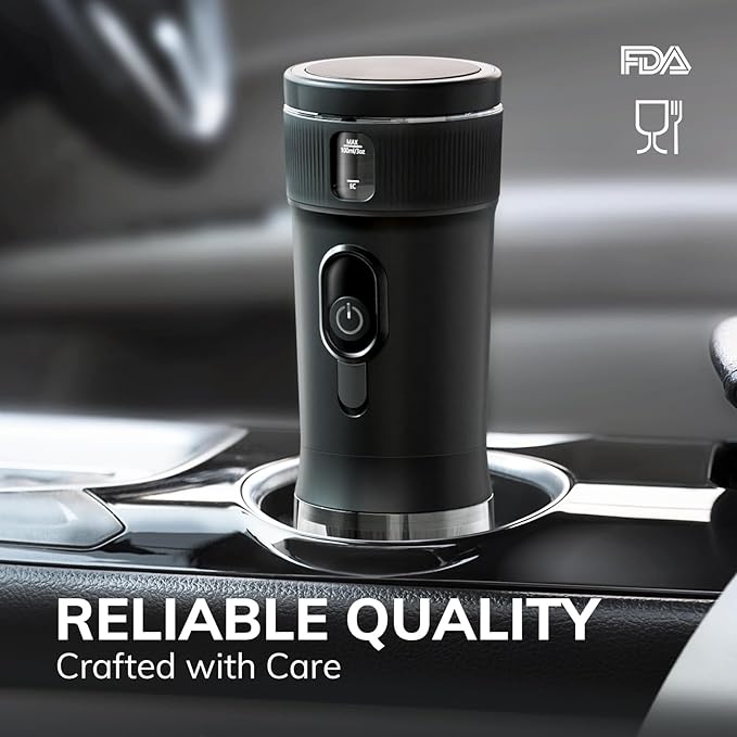 Portable Espresso Machine 100W Self-Heating & Car-Ready, Compatible with NS Capsules & Ground Coffee, Ideal for Travel, Camping, RV, Black