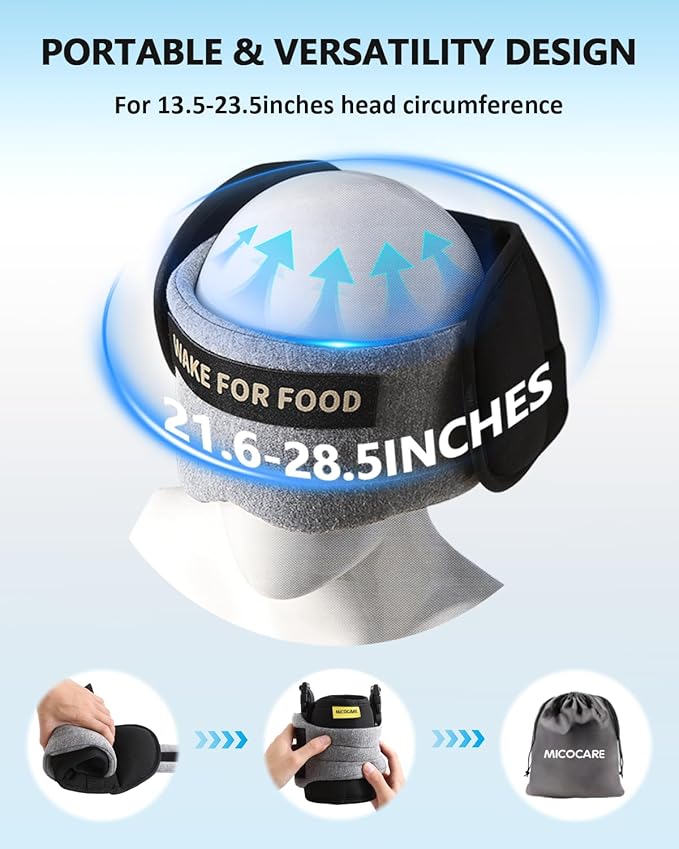 Travel Pillows for Airplanes, Airplane Head Strap with Eye Mask for Long Flight Sleeping Travel, 360° Support Neck Pillow for Plane Car Road Trips Seat Sleep, No Head Waving (White)