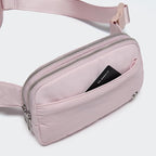 Pander Everywhere Belt Bag for Women, 5 Zipper Pockets Nylon Crossbody Fanny Pack Purse (Pink).