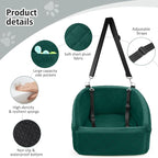 NEEZUKAR Dog Car Seat for Small Medium Dogs,Detachable Washable Dog Booster Seat Under 30lbs, Pet Car Seats Travel Bed with Storage Pockets and Safety Belt(Green)