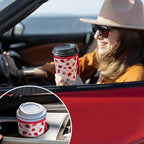 KJQJLY 3 Pack Reusable Iced Coffee Sleeves for Iced Coffee Cups or Drinks Reusable Neoprene Insulated Sleeves for Hot and Cold Drinks from Starbucks, Dunkin, And More (Strawberry)