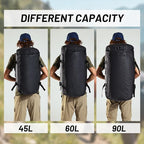 MIER Large Duffel Backpack Sports Gym Bag with Shoe Compartment, Heavy Duty and Water Resistant, Black, 60L