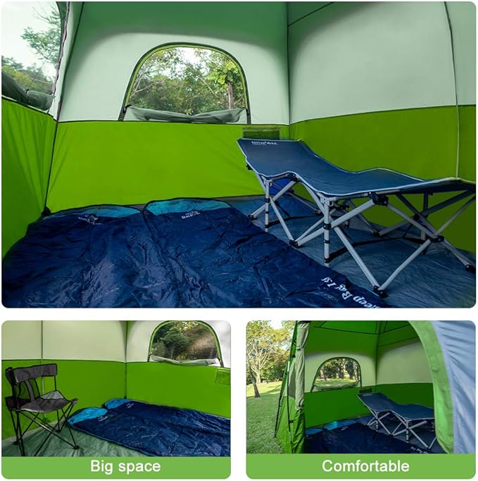 CAMPROS CP Upgraded 6/8 Person Camping Tents, Waterproof Windproof Family Tent with Larger Mesh Windows & Door, Double Layer, Easy Set Up, All-Season Dome Tent with Top Rainfly & Carry Bag