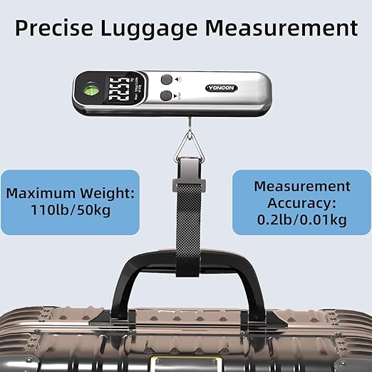 Digital Luggage Scale – 110lb Portable Suitcase Weight Scale with Backlit LCD, Tare Function, Travel Essentials for Airline Luggage, Backpacks, Outdoor Gear and Shipping Packages