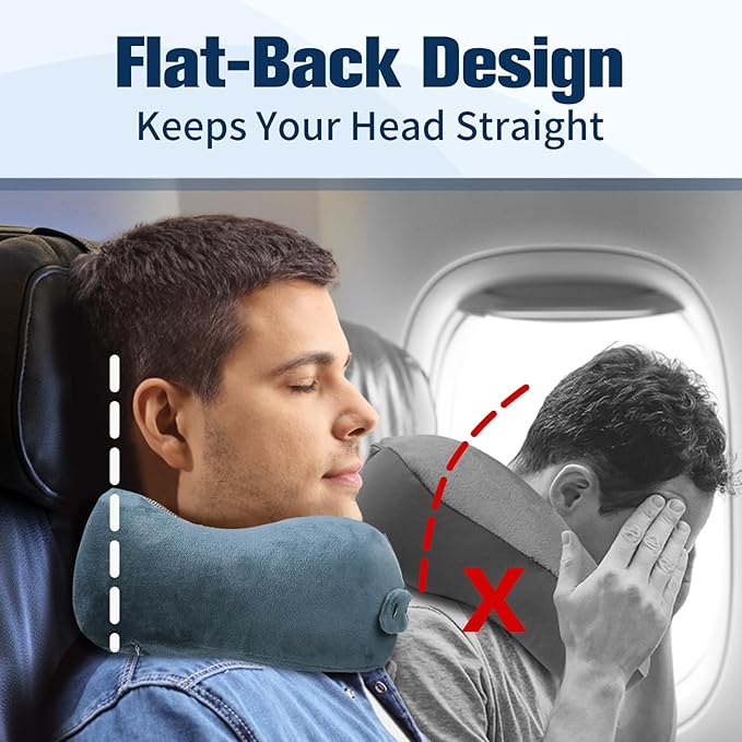 Cirorld Neck Pillow for Traveling, Travel Pillows for Airplanes,100% Pure Memory Foam Travel Neck Pillow, Adjustable Flight Pillow, Portable Plane Accessories with Eye Mask, Earplugs, Carry Bag
