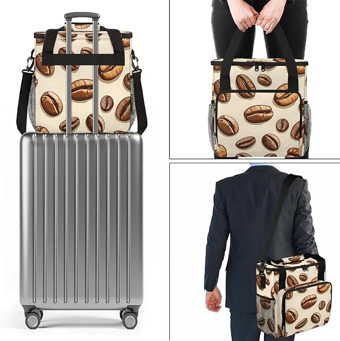 Coffee Maker Travel Bag Compatible with Keurig K-Mini or K-Mini Plus, Single Serve Coffee Brewer Carrying Case with Multiple Pockets for K-Cup Pods, Storage Bag With Shoulder Strap(Bag Only)