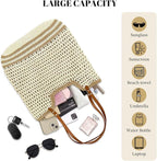 Crochet Beach Bag Summer Woven Tote Bag Crochet Purse for Women handbags Boho Shoulder Bags for Travel Vacation