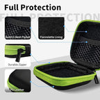Square Earbud Case Portable EVA Carrying Case Storage Bag Tech Pouch Cell Phone Accessories Organizer with Carabiner for Earphone, Earbud, Earpieces, SD Memory Card, Camera Chips, Green