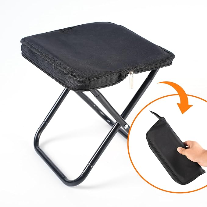 Camping Stool 12 Inch Portable Folding Stool with Carry Bag Weight Load 220lbs Portable Stool for Camping Fishing Hiking BBQ