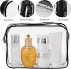 Tbestmax 10 Pack Clear Cosmetic Bags Makeup Bags Portable Waterproof TSA Approved Travel Toiletry Bags Large Organizer Black, 9.8" x 7.1" x 2.4"
