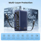 345W USB C Charger 10 in 1 Retractable Wall Charger with 2 Cables,GaN 6 USB C Charging Station Phone Charging PD Laptop Charger Adapter for MacBook Pro/Air,DELL,iPhone17/16/15,Galaxy S24,Android etc