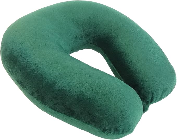 Wolf Essentials Adult Cozy Soft Microfiber Neck Pillow for Travel – Compact, Machine Washable - Perfect for Airplane, Car, or Home Use - Filled and Finished in The USA – Green