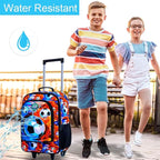 18" Kids Suitcase for Boys, Soccer Toddler Carry on Luggage Set, Cool Football Travel Rolling with Wheels (Fire)