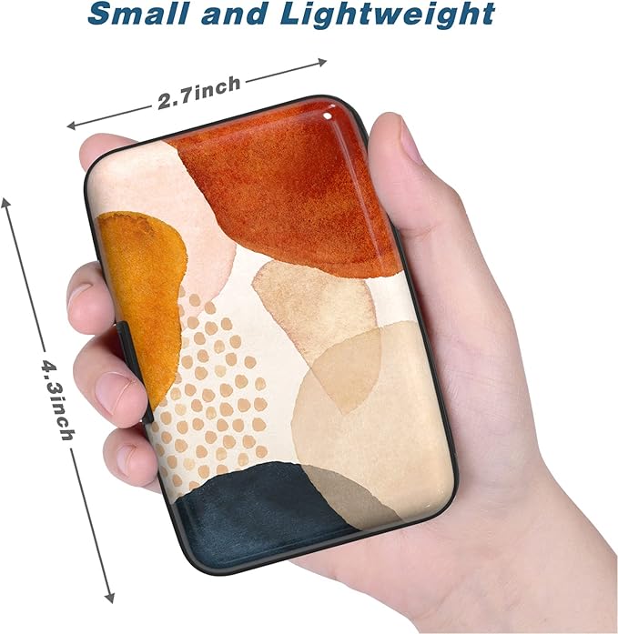 Credit Card Holder, Mini Aluminum Card Wallet RFID Blocking Slim Metal Hard Card Case for Women Men, Abstract Marble