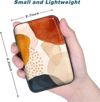 Credit Card Holder, Mini Aluminum Card Wallet RFID Blocking Slim Metal Hard Card Case for Women Men, Abstract Marble