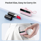 Small Portable Charger for iPhone with Built in USB C Cable, 5500mAh Mini Power Bank 20W PD Fast Charging, LCD Display Battery Pack for iPhone 17/16/15/14/13/12/11/X/8/6 Series Android Galaxy (Pink)