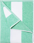 HENBAY Cotton Oversized Beach Towel - Large 70 x 35 Inch Pool Towel, Green Striped Quick Dry Swimming Cabana Towel