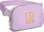 Gitus Initial Belt Bag Fanny Pack Crossbody Bag for Girls Birthday Gifts Age 8-10 Teen Girl Gifts Trend Stuff Personalized Letter Gifts for Daughter Sister (Lavender-H)