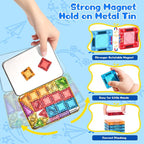 Magnetic Tiles Magnetic Blocks Building Toy: Portable Mini Magnetic Tiles Travel Set 48 Pieces Montessori Toys Birthday Gift for Kids Girls and Boys Ages 3-12 Years Old Preschool Classroom Must Haves