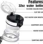 OLDLEY Water Bottle, 32oz Motivational Sports Water Bottle with Time Marker - Times to Drink - Tritan, BPA Free, Wide Mouth Leakproof, Anniversary Birthday Gifts for Men Women, Capacity Clear