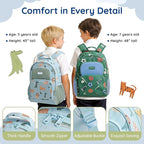 mommore Kids Backpack for Boys Girls 4-8 Kindergarten Elementary School Backpack with Lunch Box - 15” H Fit Folder