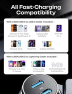 AINOPE 67.5W [Mini&Metal] Cigarette Lighter Adapter Car Charger USB C Fast Charging, PD&QC Cigarette Lighter USB Charger 12V Outlet Plug Socket for iPhone 17 16 15 14 Pro Max, Samsung S26 S25