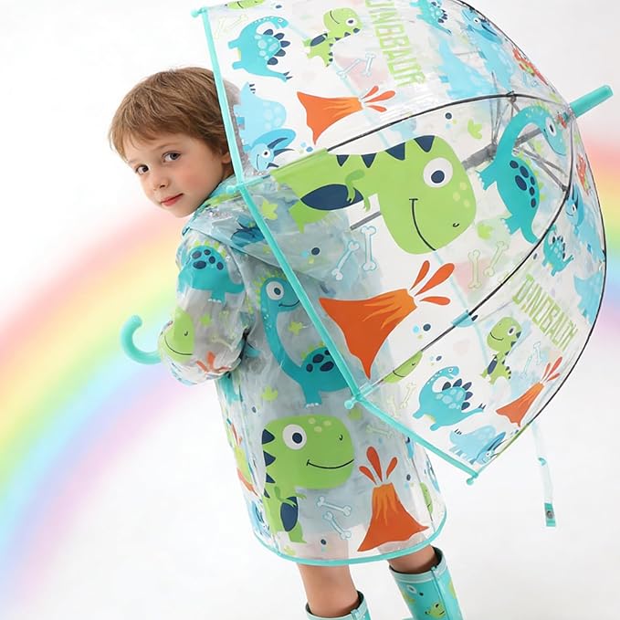 MRTLLOA Kids Clear Bubble Umbrella with an Easy Grip Curved Handle, Safety Transparent Dome Bubble Umbrella for Toddler Boys Girls