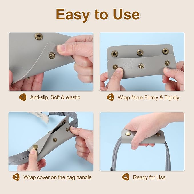 uxcell 4Pcs Handbag Handle Cover, PU Leather Luggage Handle Wraps, Luggage Grip Protector for Purse Tote Bag Suitcase, Black