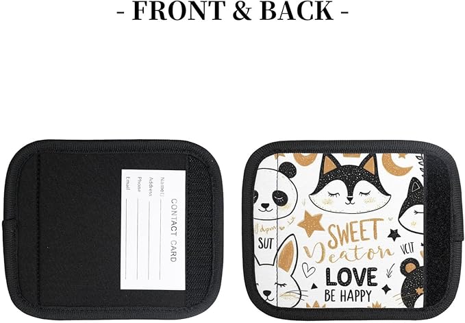 Funny Animals Series Pattern Luggage Handle Wraps 2 Pack for Suitcase, Handle Covers Suitcase Luggage Handle Wrap Luggage Tag Wraps Travel Accessories
