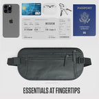 VENTURE 4TH Money Belt for Travel – Slim Hidden Under-Clothes RFID Blocking Anti-Theft Passport Holder & Travel Wallet Pouch for Men & Women to Protect Cash, Cards & Documents (Sleek Gray)