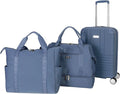 Jessica Simpson Countryside 3-Piece Set (21", Tote & Weekender) Expandable 8-Wheel Spinner Large Checked Luggage Suitcase, Oceanview