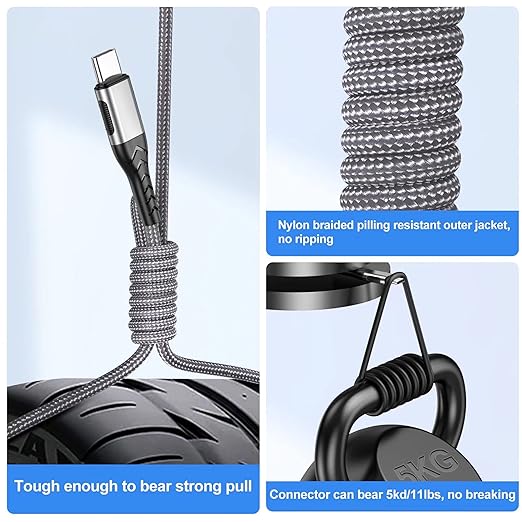 Durcord USB C Charger Cable, Upgarded 2Pack 1ft Fast ChargingUSB Type C Charging Cord Cable, Type C Charger Nylon Braided USB Cable Compatible with iPhone 15 Pro/Plus/Max/Android/Phone/Pad-Silver