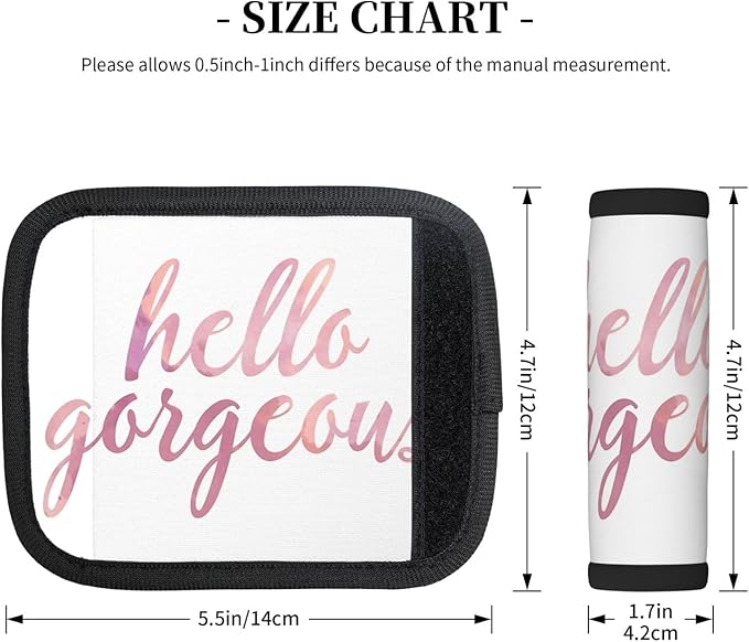 2 Pack Hello Gorgeous in Pink Watercolor Luggage Handle Wraps Suitcase Tags Identifiers for Travel Accessories