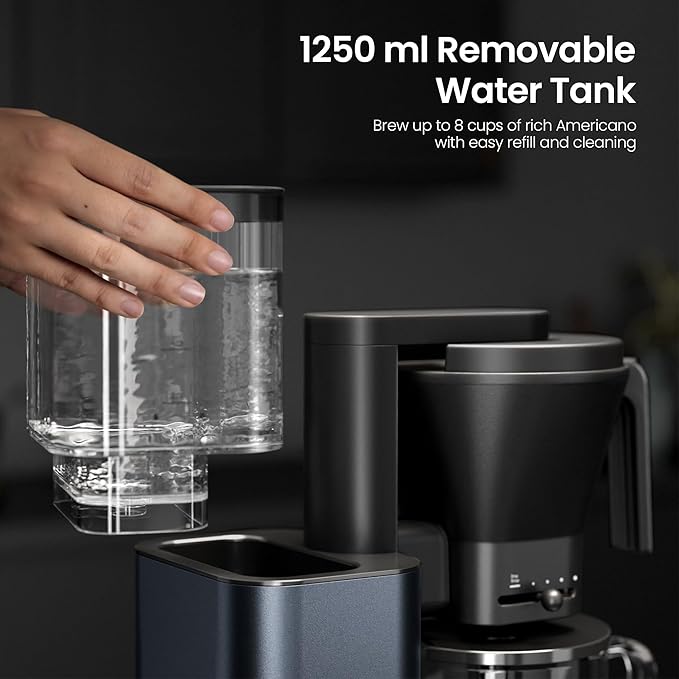 Kismile SCA-Certified 8 Cup Drip Coffee Maker, Pour Over Coffee Machine with 3s Instant Heat 197–205℉, Adjustable Flow Control, Removable Water Tank, Deep Cold Brew & 40 Min Keep Warm (Blue)