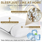 Ivellow Travel Pillow Camping Pillow for Sleeping Cooling Shredded Memory Foam Pillow Compressible Compact Medium Firm,Breathable Soft Cover,Ideal Outdoor Car Backpacking Hiking Essential Gear White L