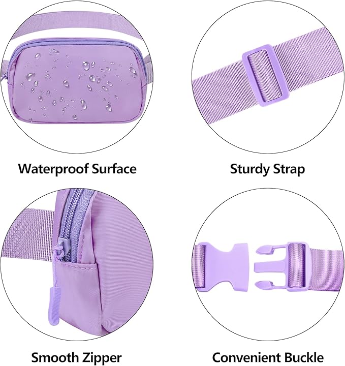 Fanny Pack Crossbody Bag for Women and Men, Belt Bag for Hiking Bum Bag with Adjustable Strap,Casual Cell Phone Pouch?Waist pack for Running Workout Sports Travel Light Purple
