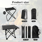 Folding Camping Table with Chairs Lightweight Picnic Table and 2 Chairs for Beach Hiking Travel Fishing BBQ,Outdoor Sturdy Table and Chairs Set with Storage Bags