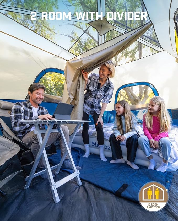 FanttikOutdoor Camping Tent 4/6/8/10 Person Instant Cabin Tent Setup in 60 Seconds with Rainfly & Windproof Portable with Carry Bag for Family Camping & Hiking, Upgraded Ventilation, Navy Blue