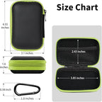 Earbud Case Portable EVA Storage Bag Cell Phone Accessories Organizer with Carabiner for Wired/Wireless Earphone, Earbud, Earpieces, SD Memory Card, Camera Chips, Tech Pouch, Rectangle, Green