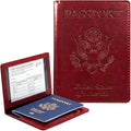 Passport Holder Cover Wallet Case RFID Blocking Leather Card Slot Travel Accessories Documents Organizer Protector for Women Men, Wine Red