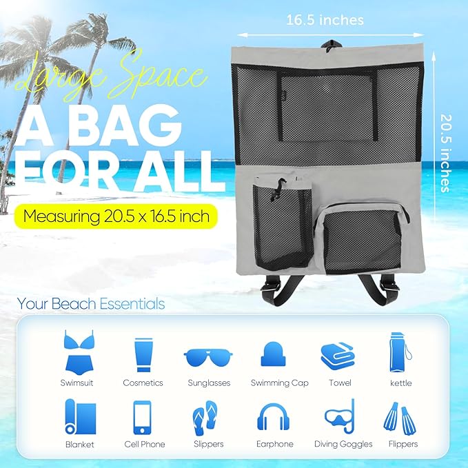 HOHOM Swim Mesh Beach Bag, Waterproof Gym Bags for Women and Men, Large Pool Bag Swimming Gear Drawstring Backpack