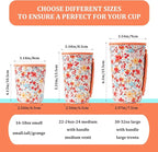 KJQJLY 3 Pack Reusable Iced Coffee Sleeves for Iced Coffee Cups or Drinks Reusable Neoprene Insulated Sleeves for Hot and Cold Drinks from Starbucks, Dunkin, And More (Light orange floral)