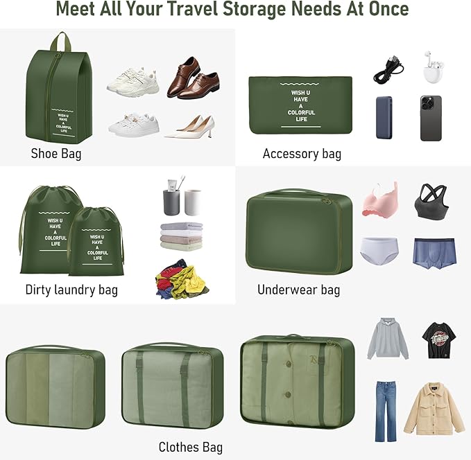 8 Set Packing Cubes for Travel Suitcase Organizer Bags Luggage Packing Cubes Set Travel Essentials Accessories Gifts for Women
