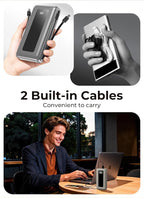 Portable Charger Power Bank, 50000mAh Travel Camping Essential Battery Pack with Built-in Cables, PD 22.5W Fast Charging, Large Capacity Portable Phone Charger for iPhone, Light Grey
